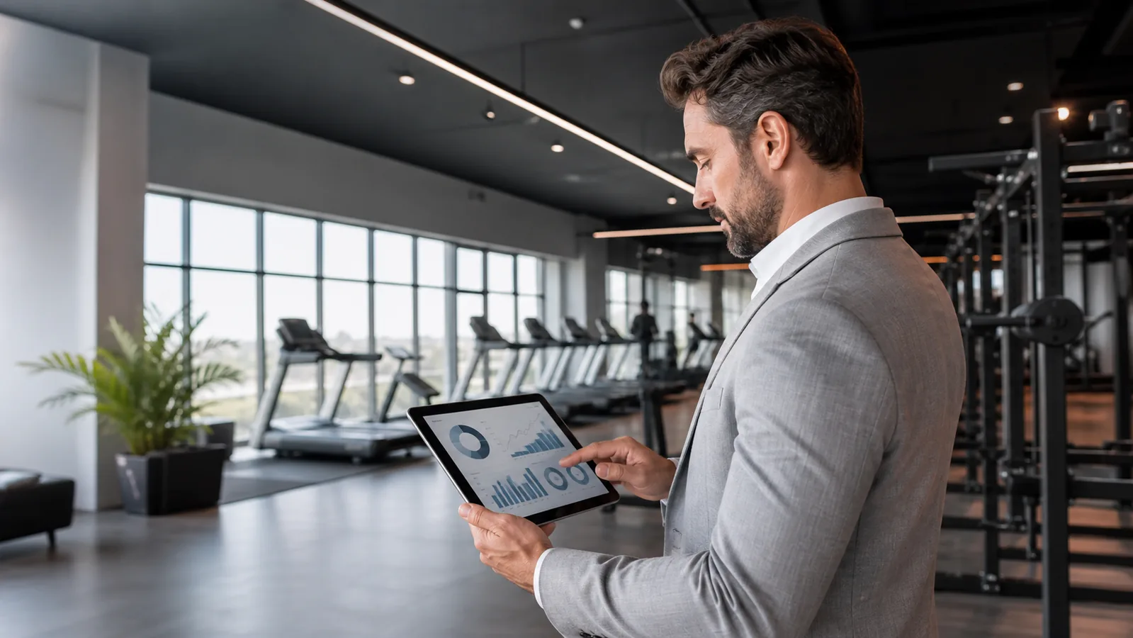 Consultor realizando un análisis de competencia para un gimnasio